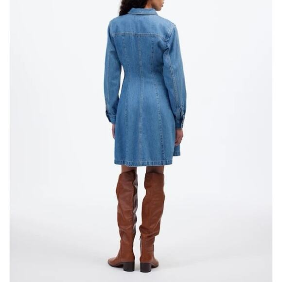 Madewell Seamed Mini Dress In Ramey Wash: Airy Denim Edition Size 2 - Picture 2 of 10